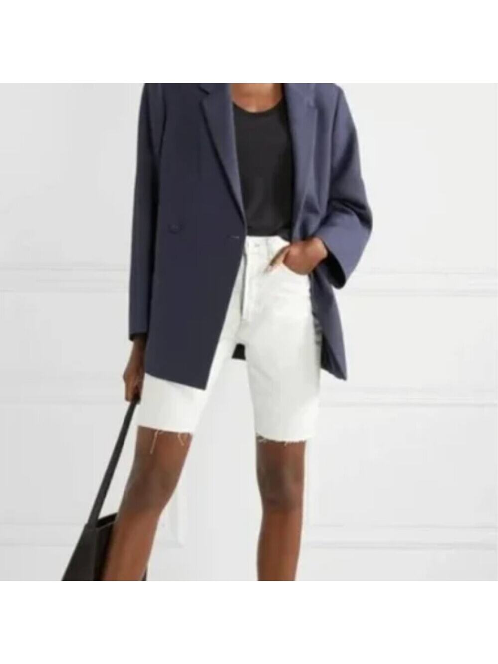 Re/Done The 80’s Long Denim Short Raw Hem